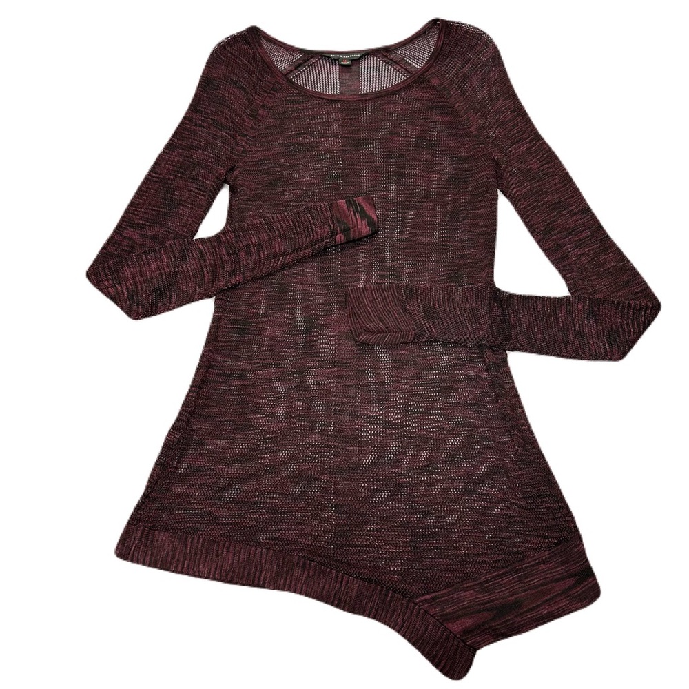 Rock & Republic Women Mesh Top Size M Asymmetric Hem Stretchy Long Disco Rave